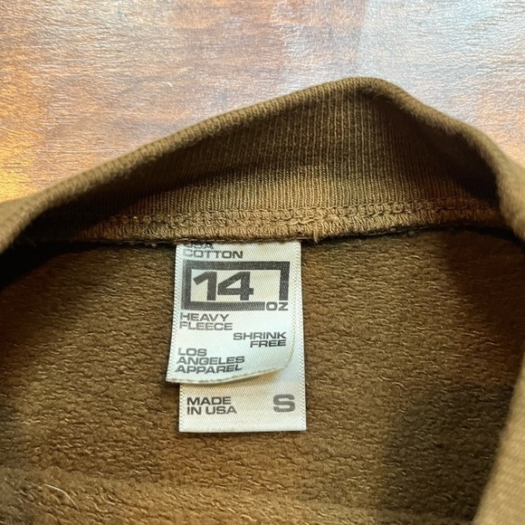 Los Angeles Apparel Cotton 14 Heavy Fleece Crew Neck Sweatshirt Olive Green - Picture 4 of 7